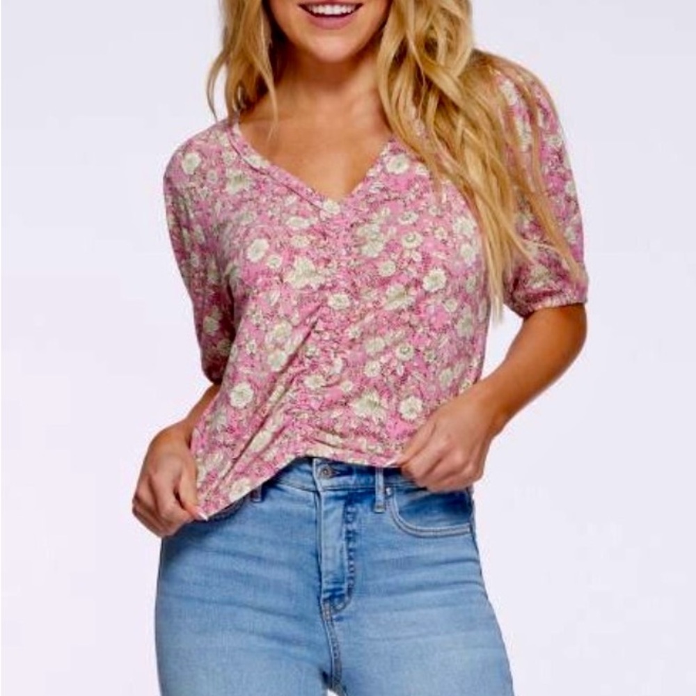 Jessica Simpson “Botanical Dots-wild Murphy Ruched T-shirt. NWT